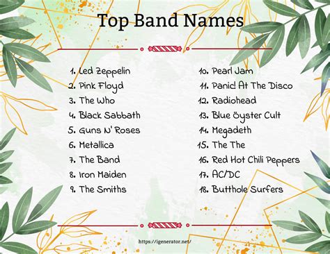 Band name generator: One word & multiple words .
